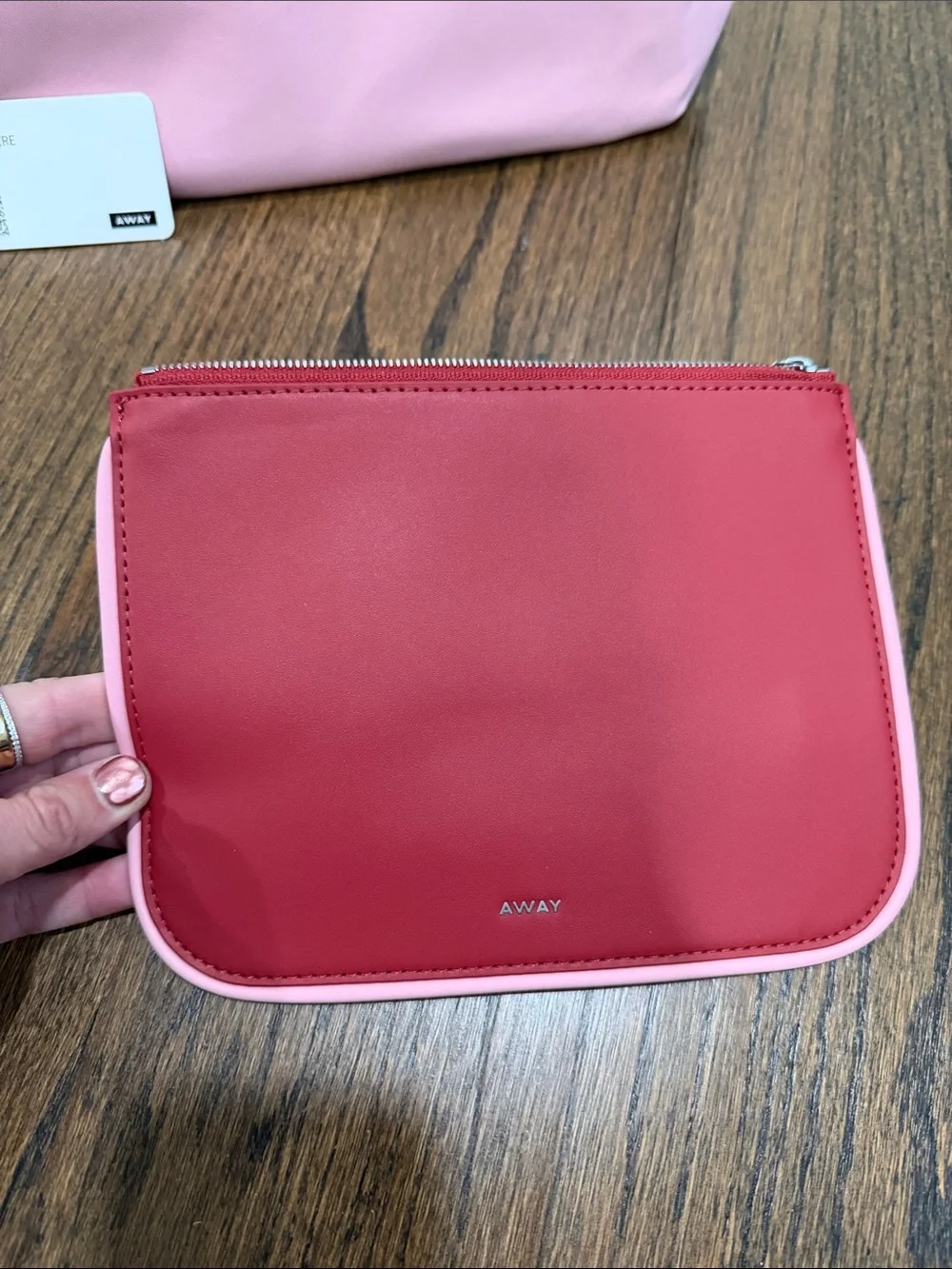 Away Two-Piece Pink and Red Cosmetic Pouch Set